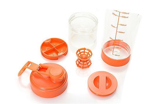 lot 24 image: Cooks Companion Set of Two 22 oz Mixer Bottles w Flavor Infusers & Storage Containers - Lime Green