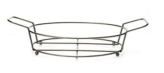 lot 37 image: Cooks Companion Stick-Resistant Enameled Cast Iron 8 qt Covered Oval Dutch Oven w Rack & Lid- Plum