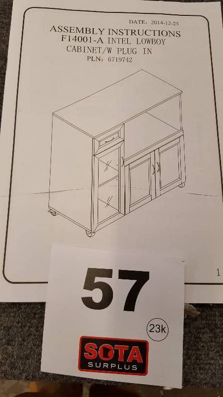 lot 57 image: Intel Lowboy Cabinet wplug-in  Dk Walnut