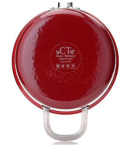 lot 94 image: Cooks Tradition Ceramic Nonstick Lightweight Cast Iron Steamer & Sauce Pan Set - Red