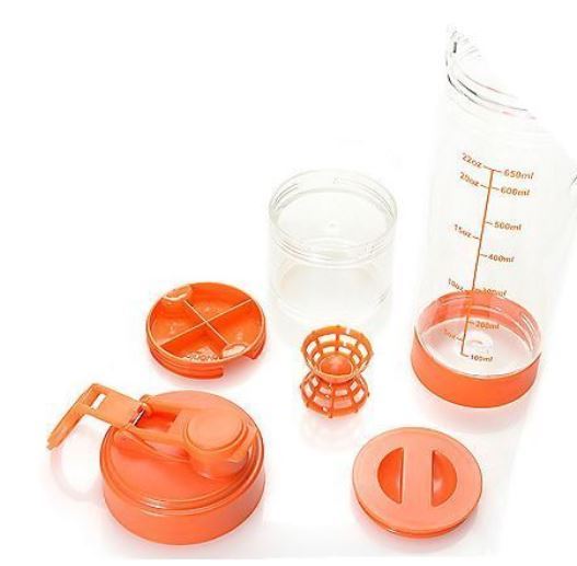 Cooks Companion� Set of Two 22 oz Mixer Bottles w Flavor Infusers & Storage Containers