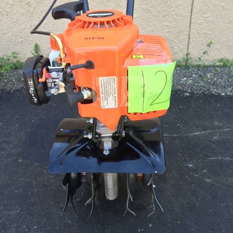 lot 12 image: Echo 9 in. 21.2cc Gas Tiller Front-Tine Forward Rotating Model # TC-210 in like New Working conditions