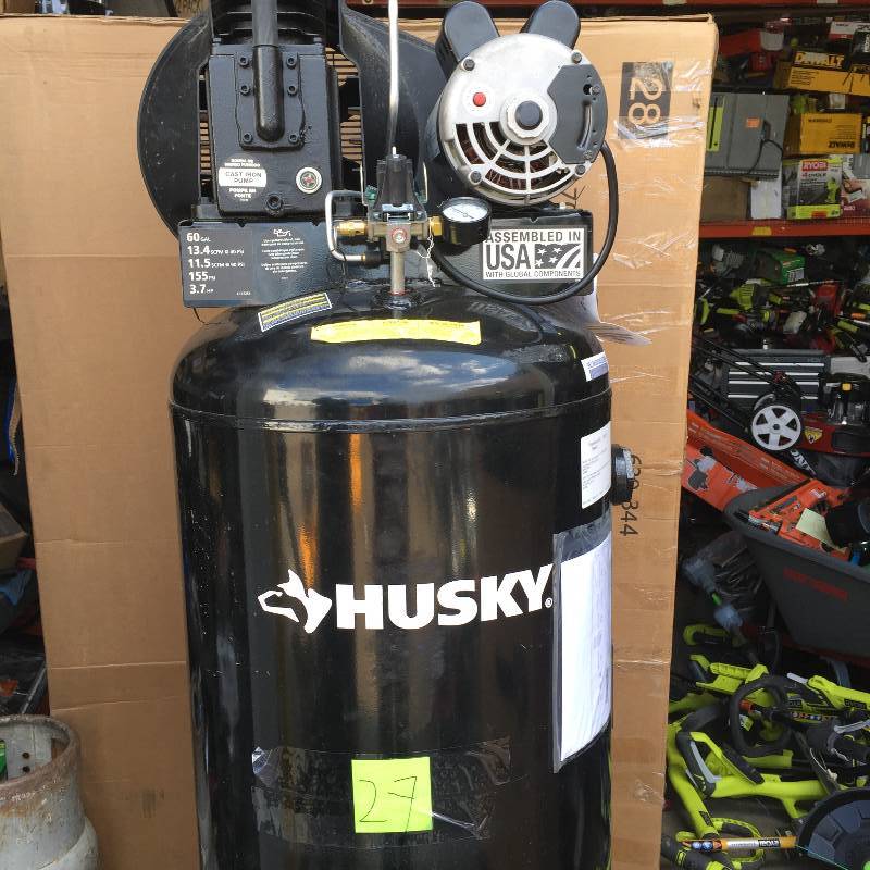 lot 27 image: Husky 60 Gal. Stationary Electric Air Compressor Model # C602H