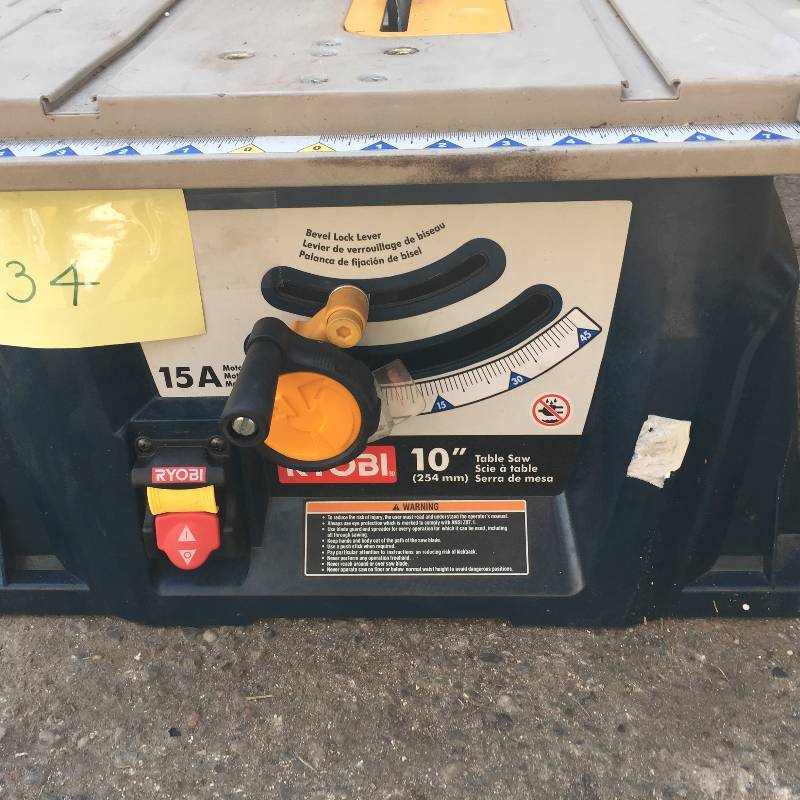 lot 34 image: Ryobi 10 in. Portable Table Saw  in working conditions modell RTS10