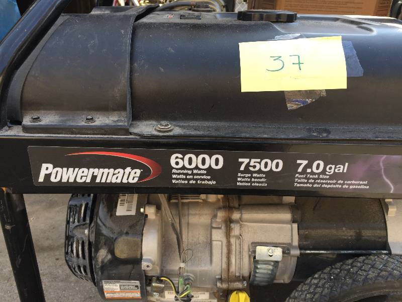 lot 37 image: PowerMate 6,000-Watt Gasoline Powered Manual Start Portable Generator used working conditions