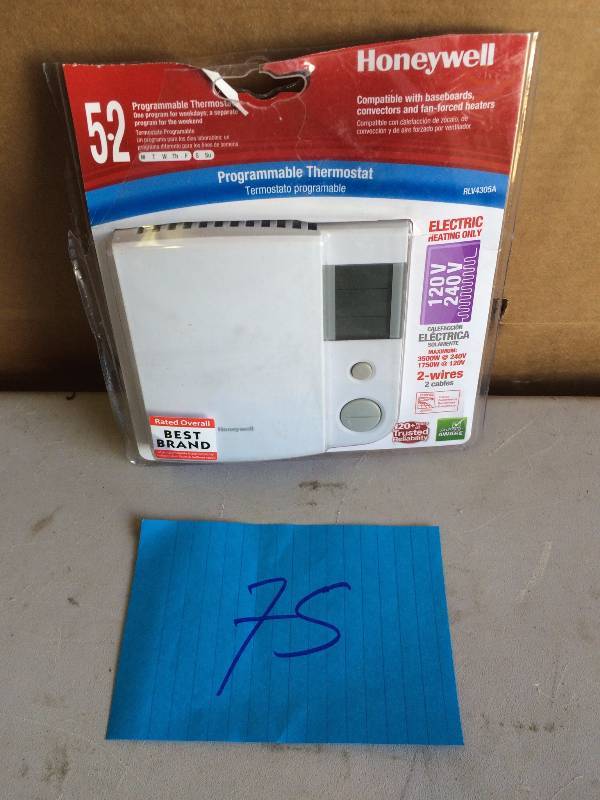 lot 75 image: Honeywell 5-2-Day Baseboard Programmable Thermostat New open Pkg