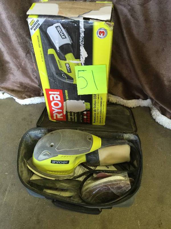 lot 51 image: Ryobi 1.2 Amp Corner Cat Sander used working conditions