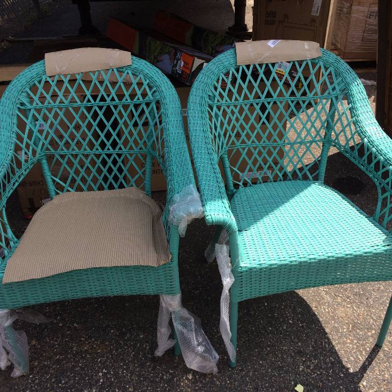 lot 16 image: Hampton Bay Haze Stacking Patio Chair (2-Pack) New