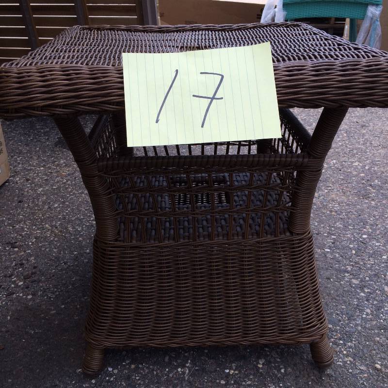 lot 17 image: Spring Haven Brown All-Weather Wicker Patio Umbrella Side Table