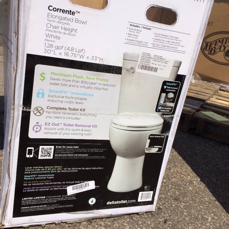 lot 19 image: Delta Corrente 2-piece 1.28 GPF Elongated Toilet in White New