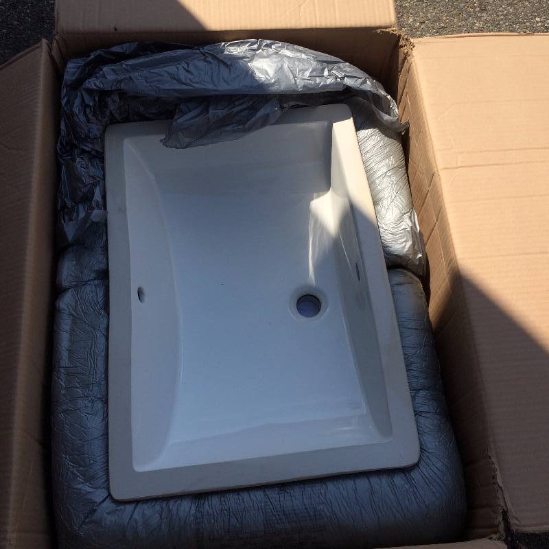 lot 21 image: American Standard 0618.000.020 Studio Rectangular Undermount Bathroom Sink in White New
