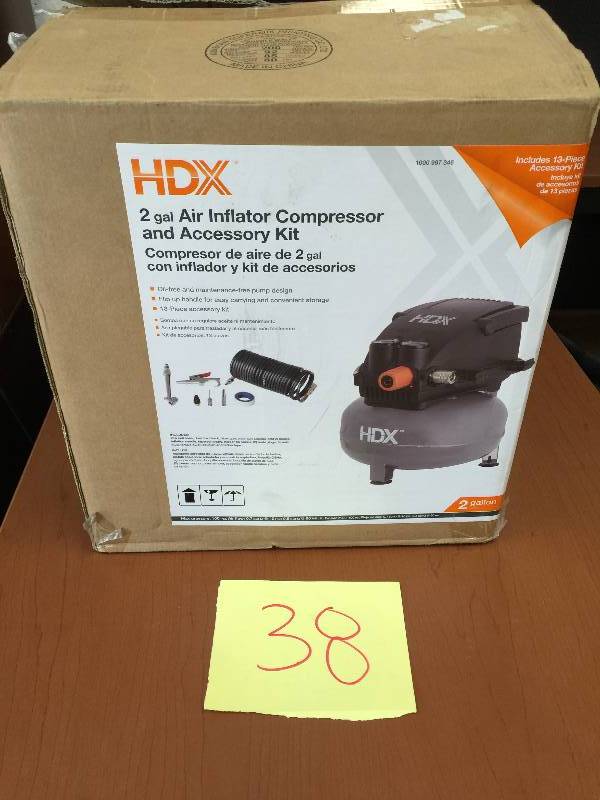 HDX 0210284C 2 gal Pancake Inflator Air Compressor w/ Accessory Kit New