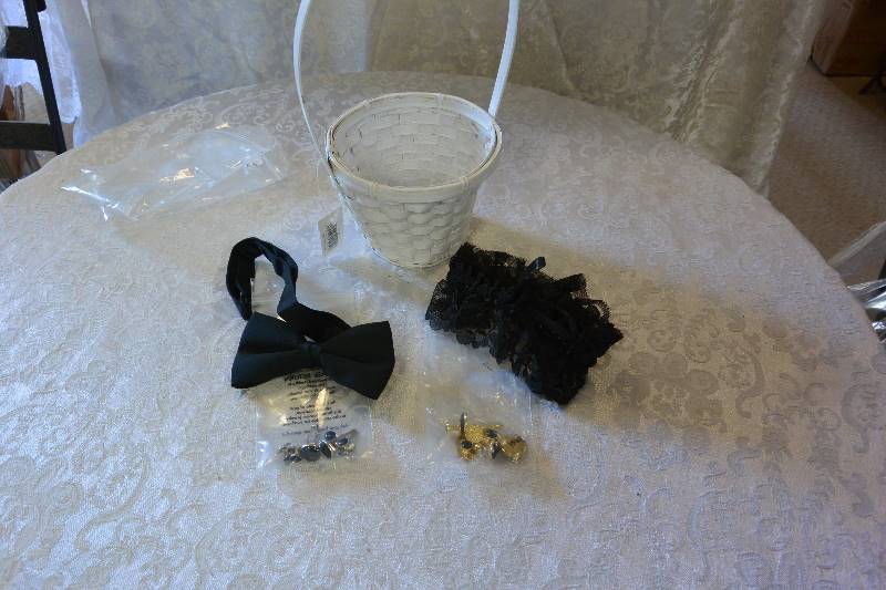 Flower Girl Basket, Bow-tie, Cuff Links, and Garter