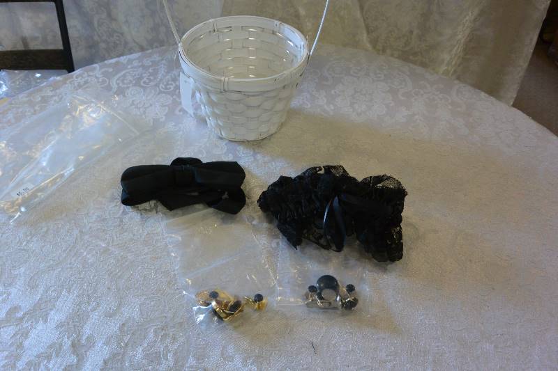 Flower Girl Basket, Bow-tie, Cuff Links, and Garter