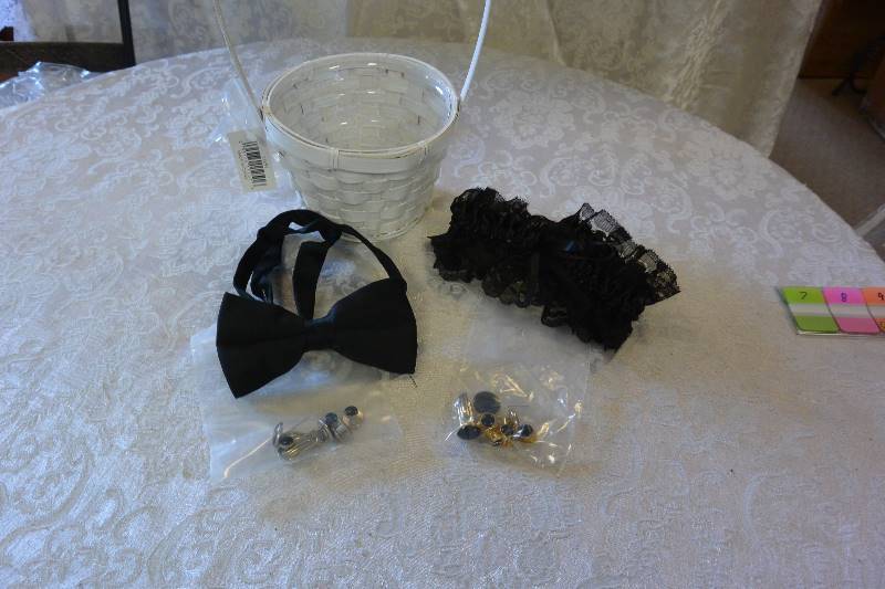 Flower Girl Basket, Bow-tie, Cuff Links, and Garter