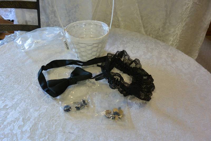Flower Girl Basket, Bow-tie, Cuff Links, and Garter