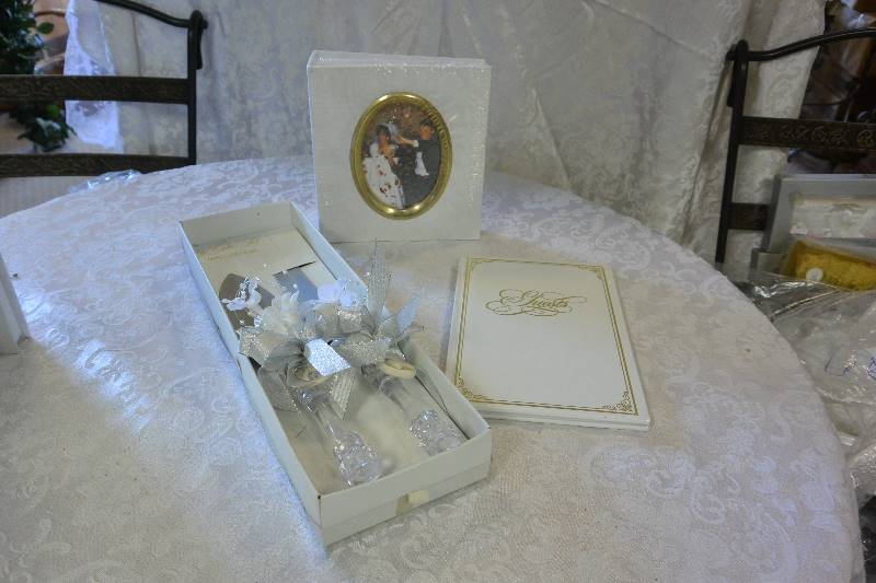 Wedding Photo Album, Guest Book, and Stainless Steel Cake Knife Set