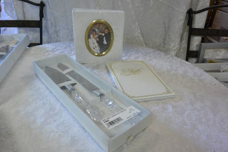 Wedding Photo Album, Guest Book, and Stainless Steel Cake Knife Set