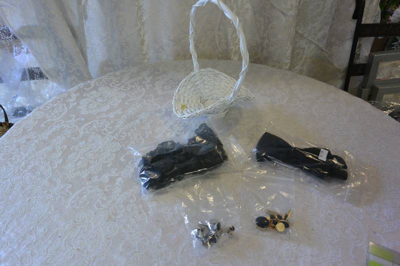 Flower Girl Basket, Bow-tie, Cuff Links, and Garter
