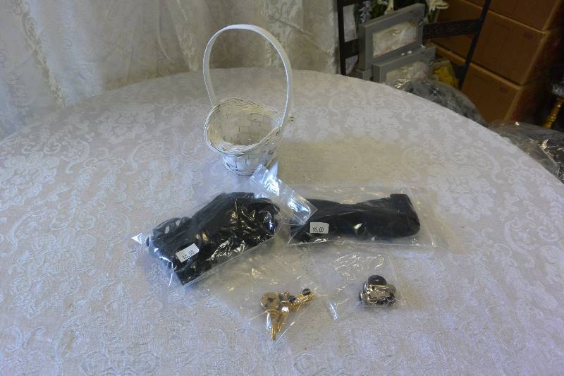 Flower Girl Basket, Bow-tie, Cuff Links, and Garter