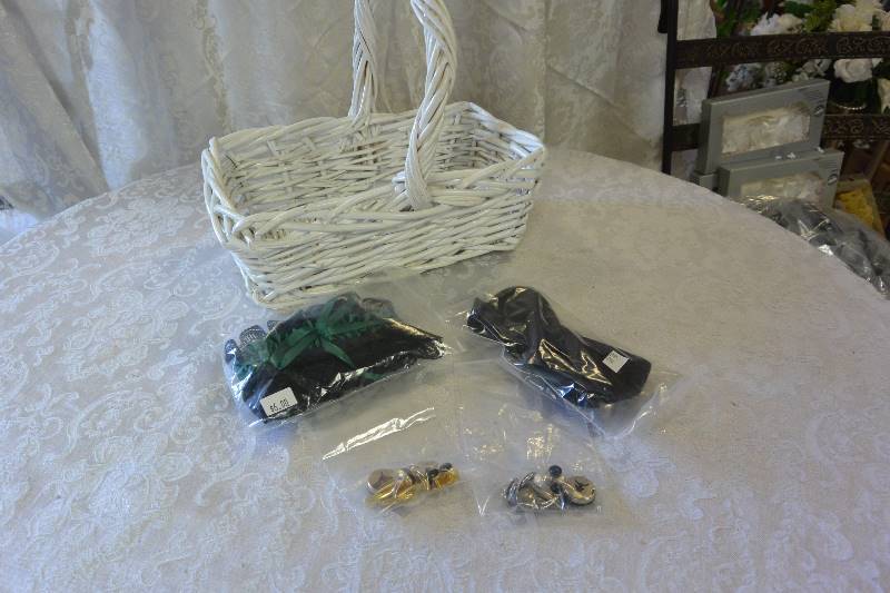 Flower Girl Basket, Bow-tie, Cuff Links, and Garter