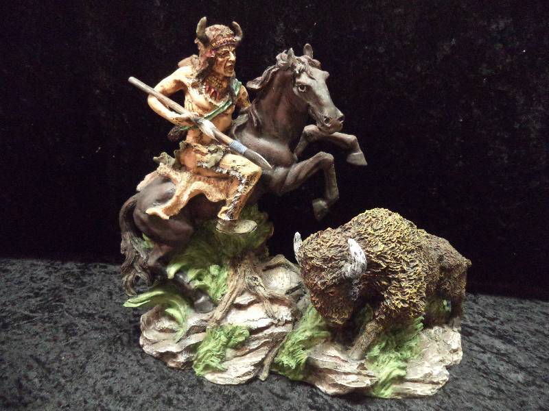 Native American wBuffalo, 11, resin