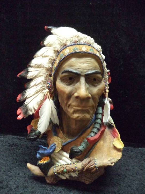 Native American Chief Bust, 20, resin