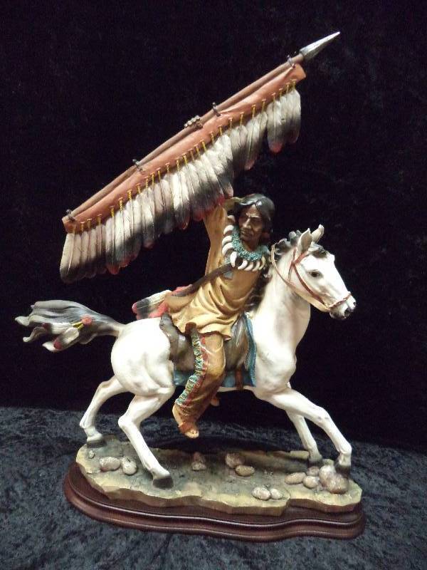 Native American wSpear on White Horse, 19, resin