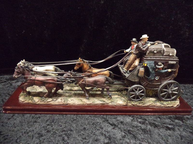 Stage Coach Fight Statue, 16 long, resin