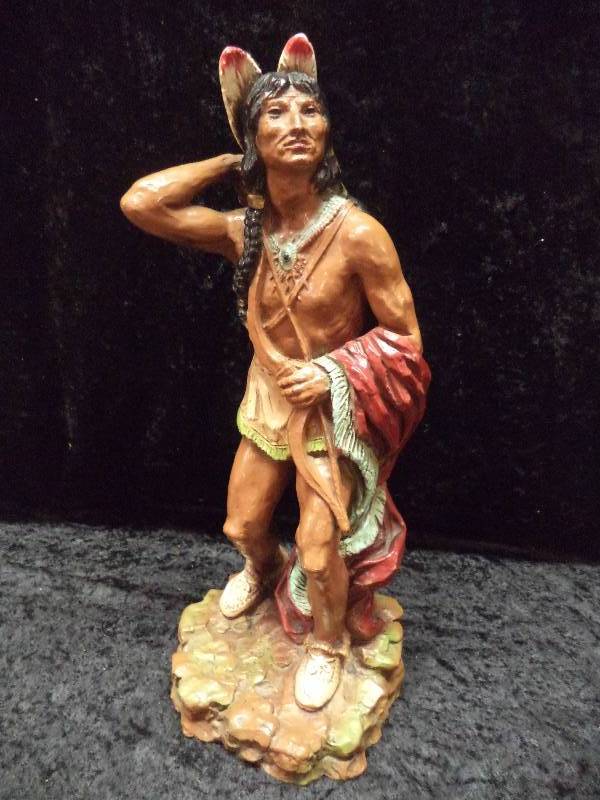 Native American with Bow & Arrow, 14, resin