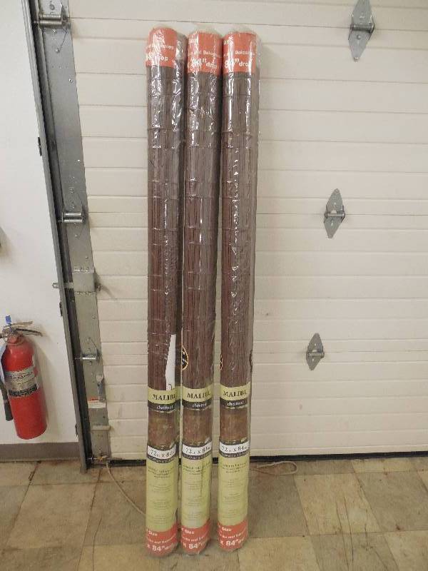 lot 17 image: (3) Chestnut Exterior Roll Up Patio Sun Shade with Valance - 72 in. W x 84 in. L