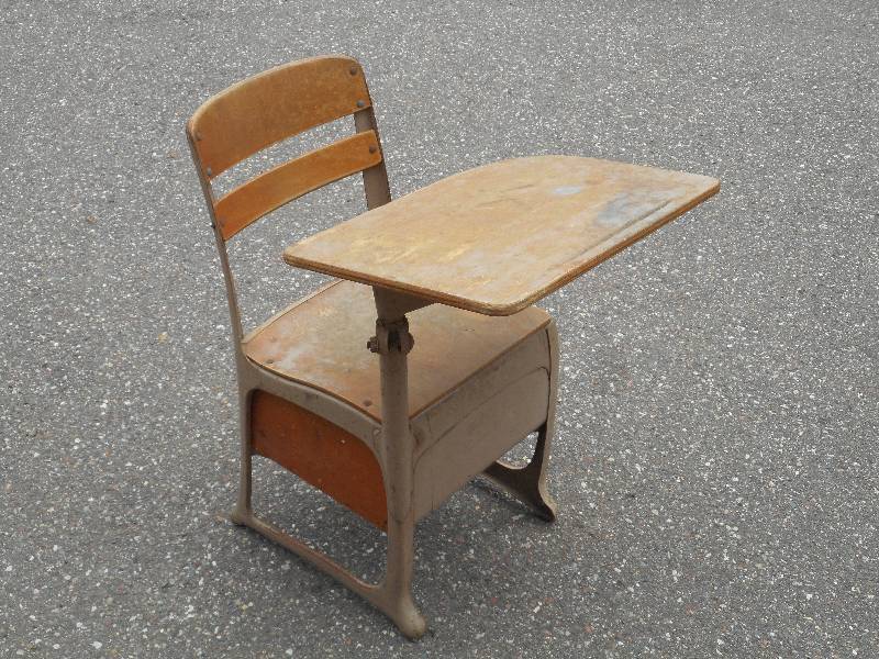lot 48 image: Antique Steel-Framed School Desk ...