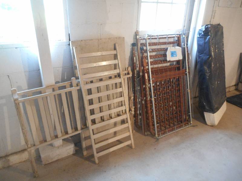 lot 90 image: (2) Vintage Baby Cribs With (1) Cri...