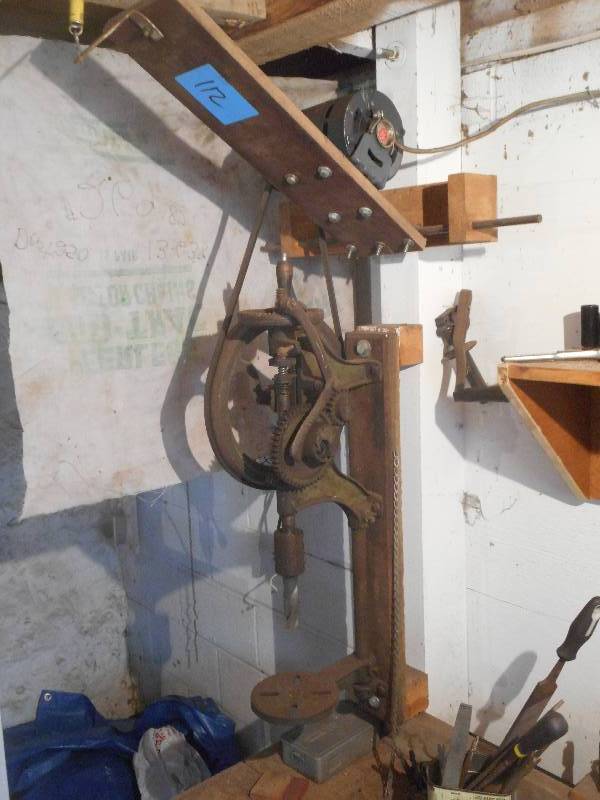 lot 112 image: Antique Drill Press With 120Volt El...