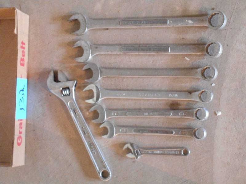 lot 132 image: Flat Of Assorted Wrenches & Etc ...