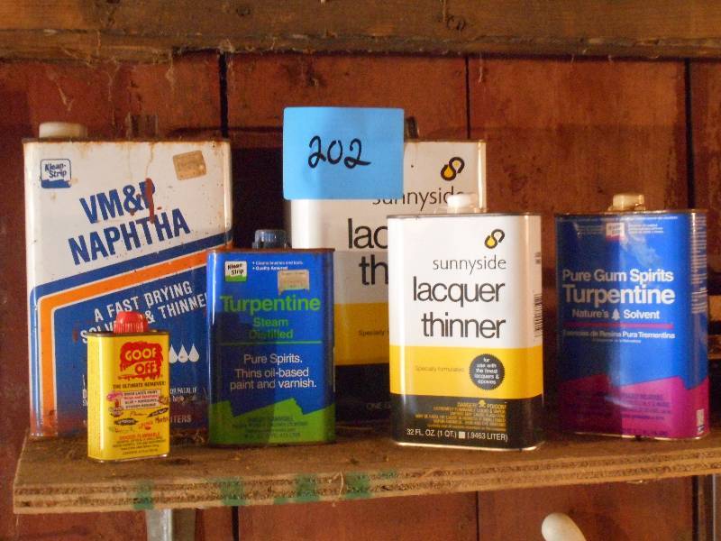 lot 202 image: Lot Of Assorted Solvent & Thinner ...