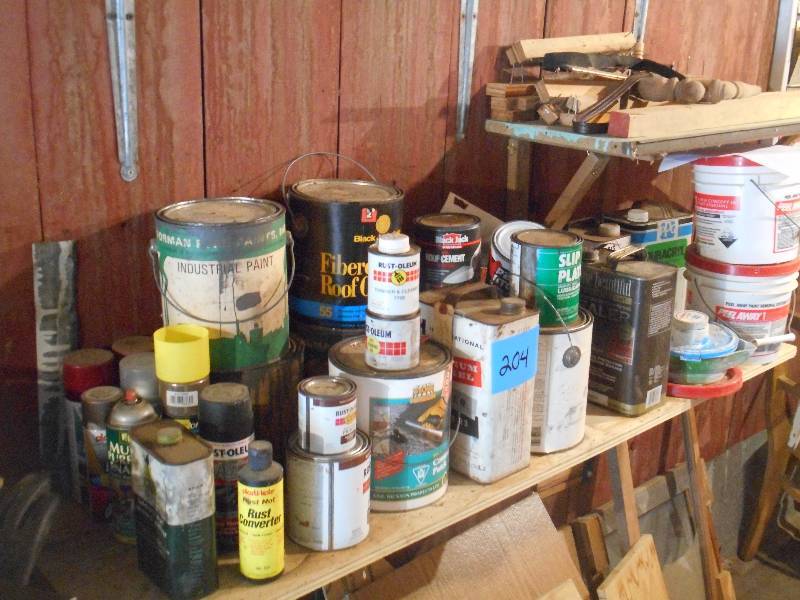 lot 204 image: Lot Of Assorted Paints, Thinner, Co...