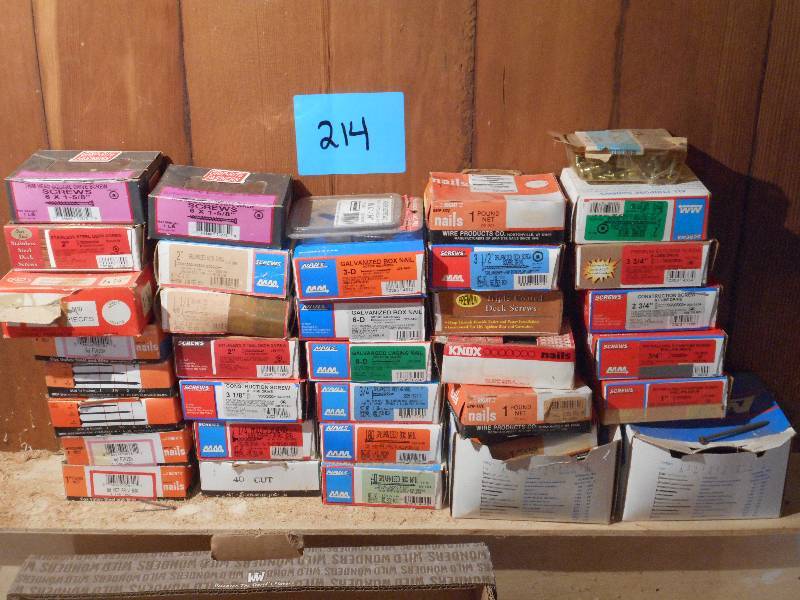 lot 214 image: Large Lot Of Assorted Nails, Screws...