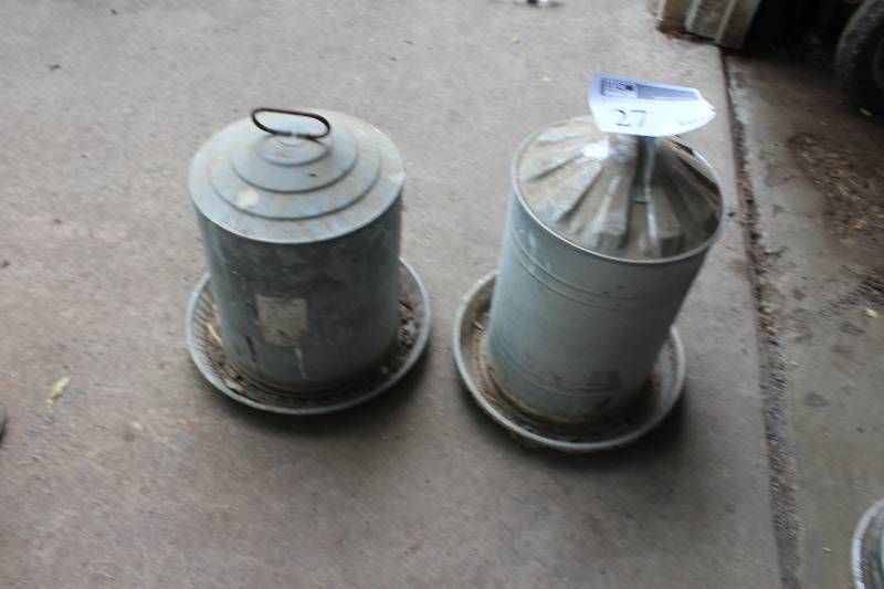 lot 27 image: Lot of (2) Beacon 5-Gallon Double Wall Poultry Fountain