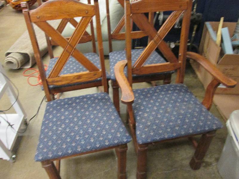 4 padded matching chairs with blue ...