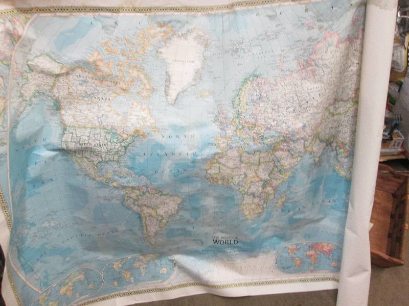 Large paper map of the world ...