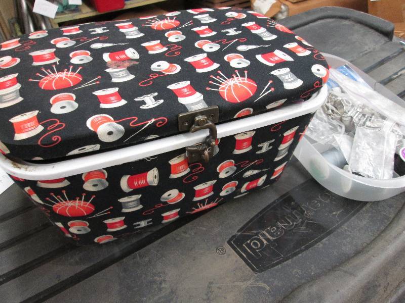 Sewing basket with assorted thread ...