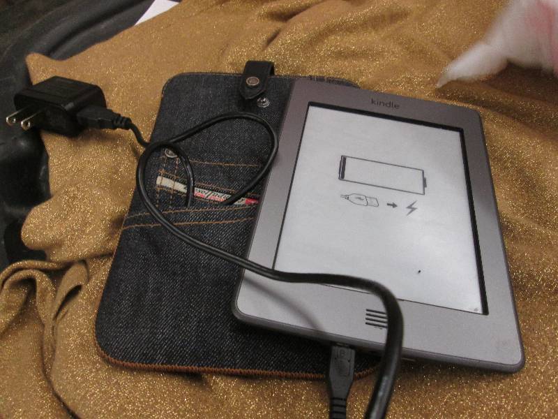 Kindle with denim cover...