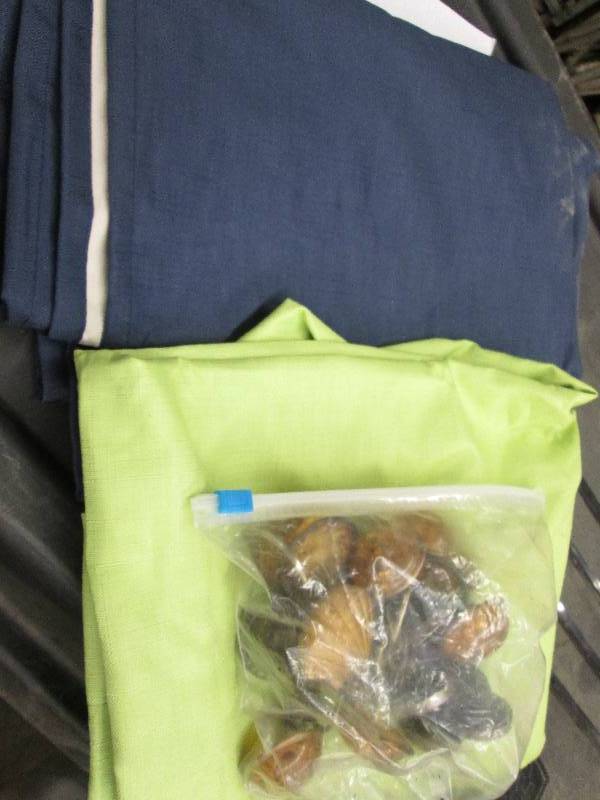 2 shower curtains, set of hooks...