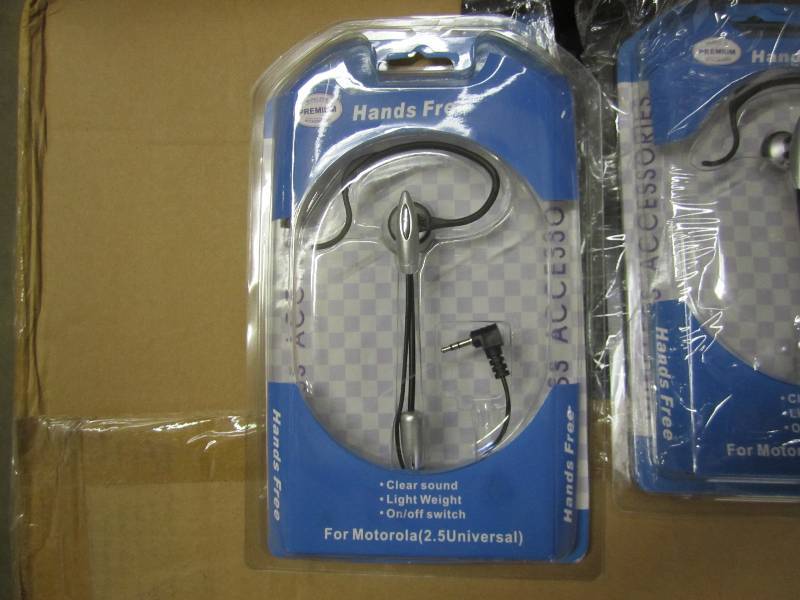 Case of 100 hands free headsets...