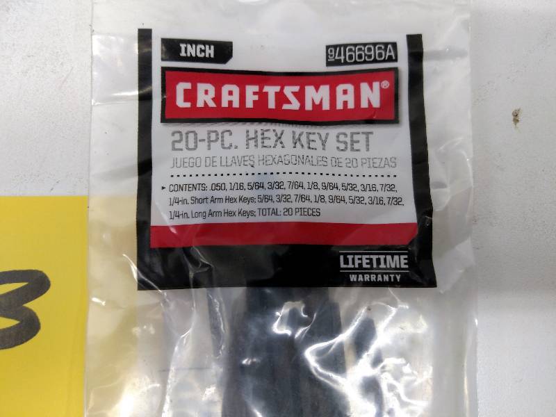lot 123 image: Craftsman 20 pc. Hex Key Set, .050-...