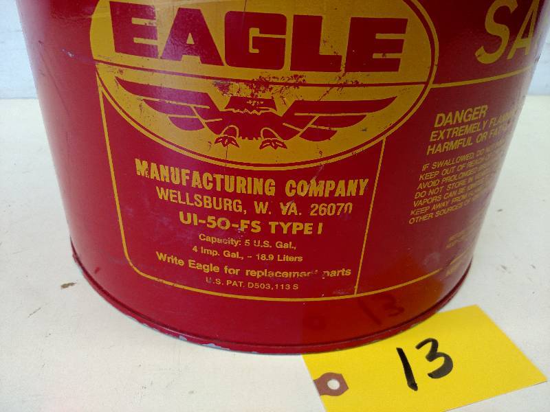 lot 13 image: Eagle 5 Gallon Safety Can...