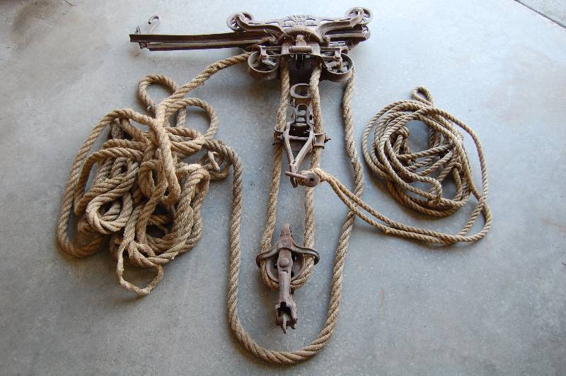 Vintage Barn Trolley with Ropes and Accessories