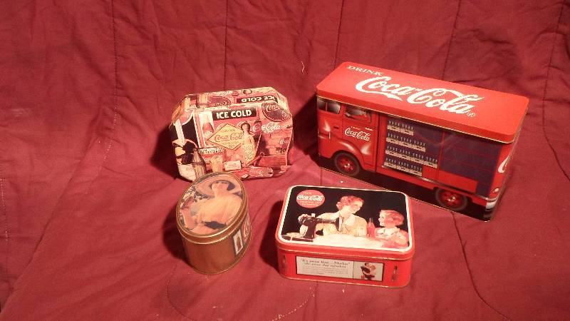 lot 49 image: 4 Large Coke Coca-Cola Tins