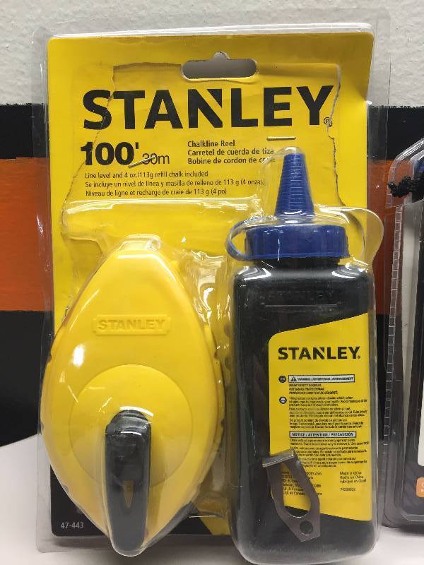 lot 6 image: STANLEY 100 CHALKLINE REEL AND CHALK - GREEN PORTABLE CHARGER - MISSING PIECES